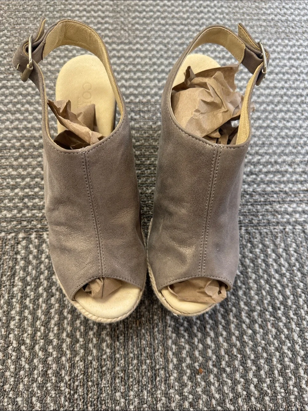 Cordani Stacked Sole Wedge in Metallic Leather, size 38